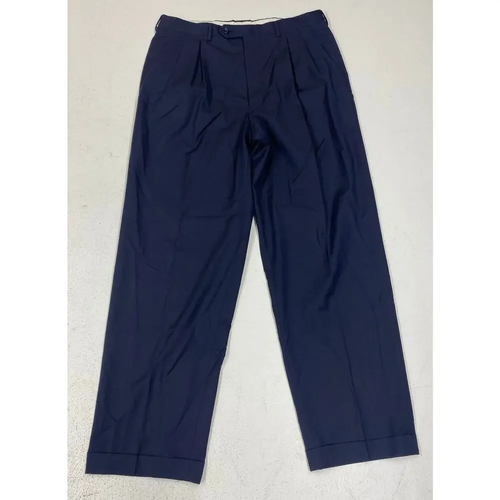 Canali Proposta Italy 2-button 2-piece navy wool pleated pants jacket suit, 40L